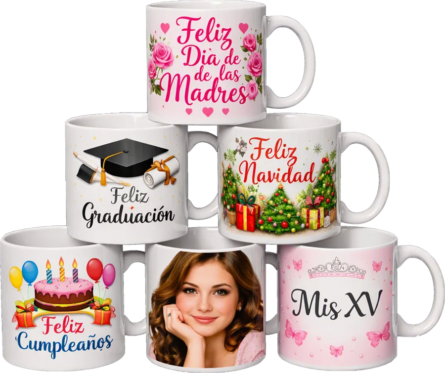 Tazas sublimadas para cumpleaños, graduación, XV años, Navidad y Día de las Madres